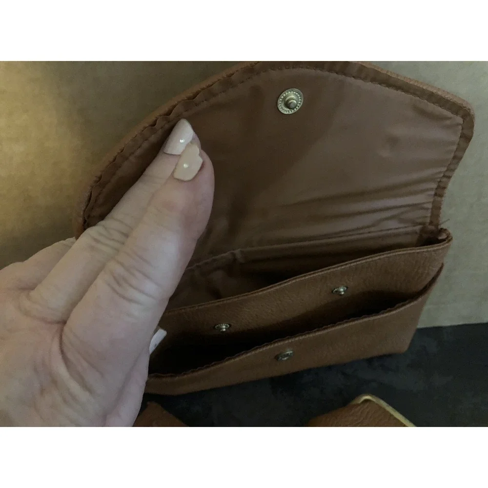 Faux Leather Brown Paisley Envelope Snap Wallet w/ Kisslock Coin Purse-8x4.5 VTG